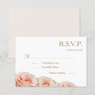 Invitation Fleurs de mariage blush rose déwy blanc RSVP