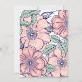 Invitation Fleurs de mariage botanique rose rustique dessinée (Dos)