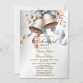Invitation Fleurs de mariage cloches Rubans bleu rose Beau (Devant)