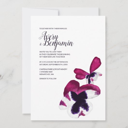 Invitation Fleurs de mariage d'automne magenta (Devant)
