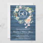 Invitation Fleurs de mariage de diamant rustique 60e annivers (Devant)