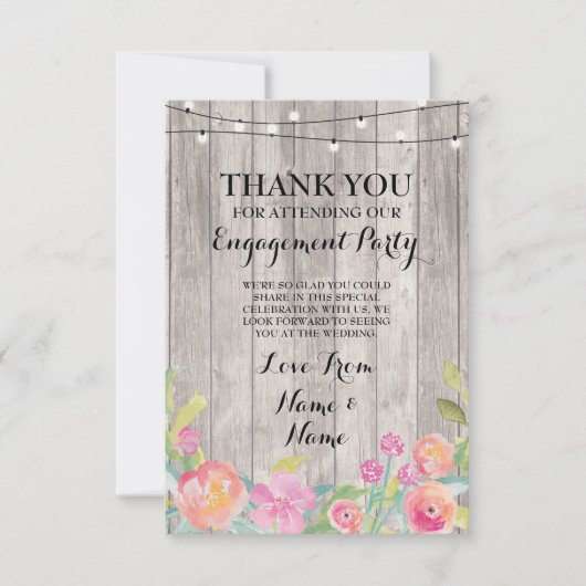 Invitation Fleurs de mariage de fiançailles Merci aquarelle (Devant)