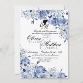 Invitation Fleurs de mariage de jardin Elégante photo Rose bl (Devant)