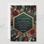 Invitation Fleurs de mariage de luxe sarcelle profonde (Devant)