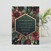 Invitation Fleurs de mariage de luxe sarcelle profonde (Debout devant)