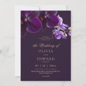 Invitation Fleurs de mariage d'orchidée violette (Devant)