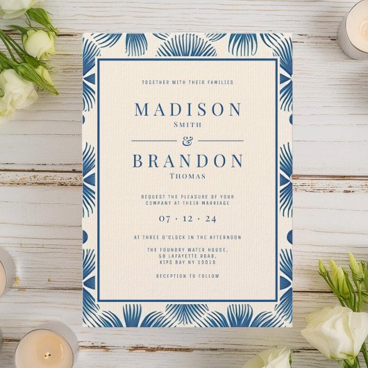 Invitation Fleurs de mariage du milieu du siècle | Impression