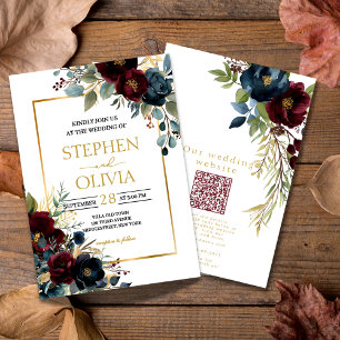 Invitation Fleurs de mariage élégantes en Bourgogne avec déta