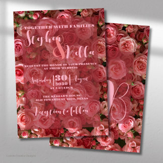 Invitation Fleurs de mariage élégantes Roses roses d'été