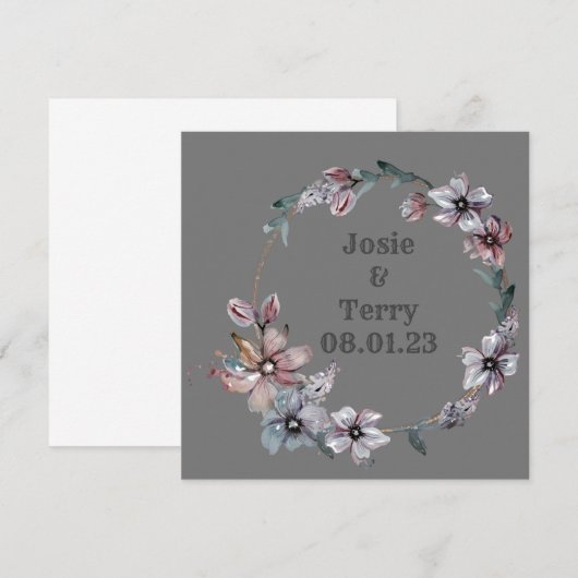 Invitation Fleurs de mariage en couronne Vecteur floral de re (Devant / Derrière)