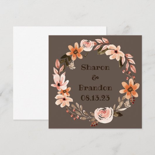 Invitation Fleurs de mariage en couronne Vecteur floral de re (Devant / Derrière)