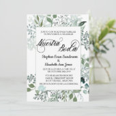 Invitation Fleurs de mariage espagnol Feuillage  Nuestra Boda (Debout devant)