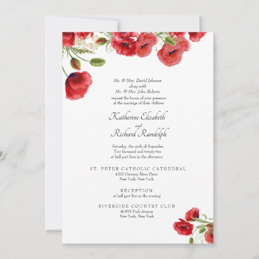 Invitation Fleurs de mariage formelles d'invitation des deux (Devant)