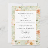 Invitation Fleurs de mariage jolies pêche menthe (Devant)