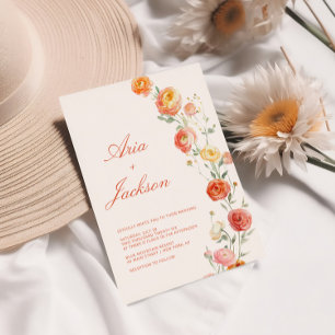 Invitation Fleurs de mariage orange coucher de soleil Vérone 