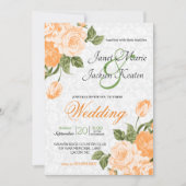 Invitation Fleurs de mariage orange élégantes (Devant)