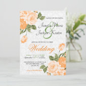 Invitation Fleurs de mariage orange élégantes (Debout devant)