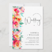 Invitation Fleurs de mariage orange rose clair aquarelle (Devant)