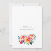Invitation Fleurs de mariage orange rose clair aquarelle (Dos)