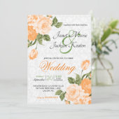Invitation Fleurs de mariage orange vif (Debout devant)