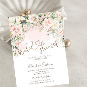 Invitation Fleurs de mariage rose chic pour une baby shower