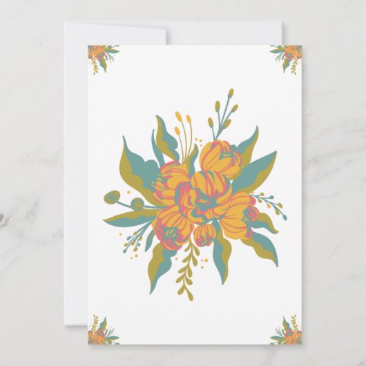 Invitation Fleurs de mariage rose et vert (Dos)