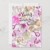 Invitation Fleurs de mariage roses (Devant)