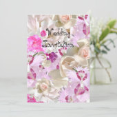 Invitation Fleurs de mariage roses (Debout devant)