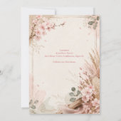 Invitation Fleurs de mariage rustiques Boho Sakura (Dos)