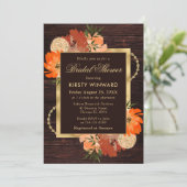 Invitation Fleurs de mariage rustiques orange brûlé d'automne (Debout devant)