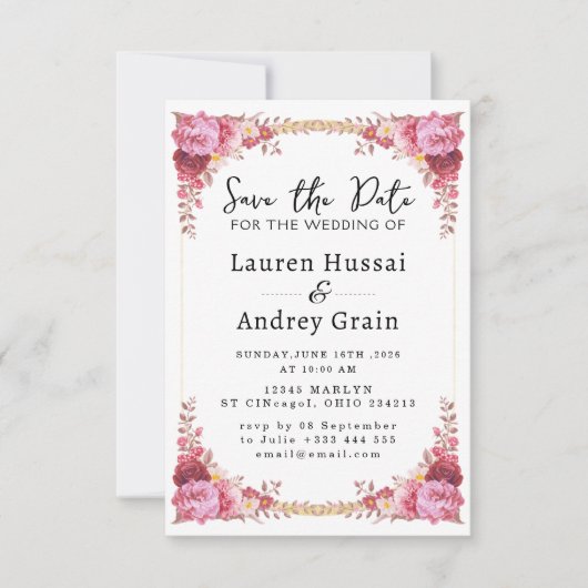 Invitation Fleurs de Mariage "Save the Date" (Devant)