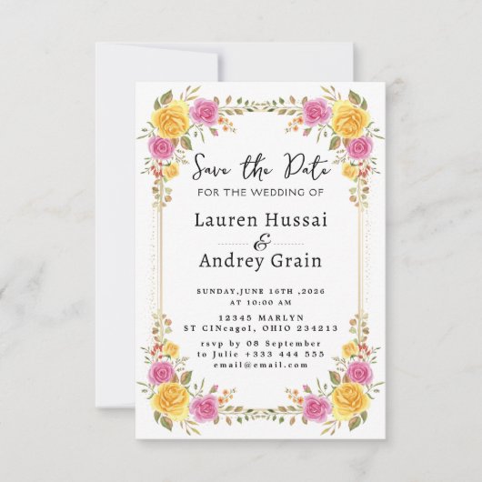 Invitation Fleurs de Mariage "Save the Date" (Devant)