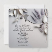 Invitation Fleurs De Mariage Sur Argent (Devant)