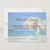 Invitation Fleurs de mariage sur la plage Dîner de répétitio (Devant)