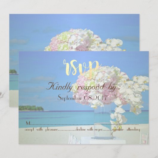 Invitation Fleurs de mariage sur la plage RSVP (Devant / Derrière)