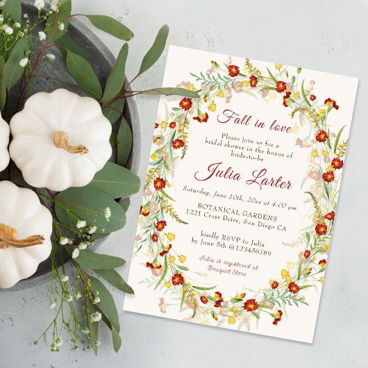 Invitation Fleurs de Marigold sauvage Fête des mariées de feu