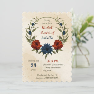 Invitation fleurs de marine orange brûlé shower botanique de