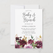 Invitation Fleurs de marron bordeaux Baby shower bébé et brun (Devant)