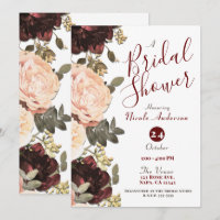 Fleurs de Marron Rose Feuillage Mariée Shower