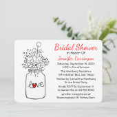 Invitation Fleurs de Mason Jar, Fête de l'mariée rouge rustiq (Debout devant)