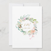 Invitation Fleurs de monogramme à cœur doré pour 50e annivers (Dos)