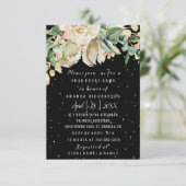 Invitation Fleurs de naissance de mariage or moutarde noir aq (Debout devant)