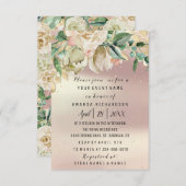 Invitation Fleurs de naissance de mariage rose menthe or aqua (Devant / Derrière)