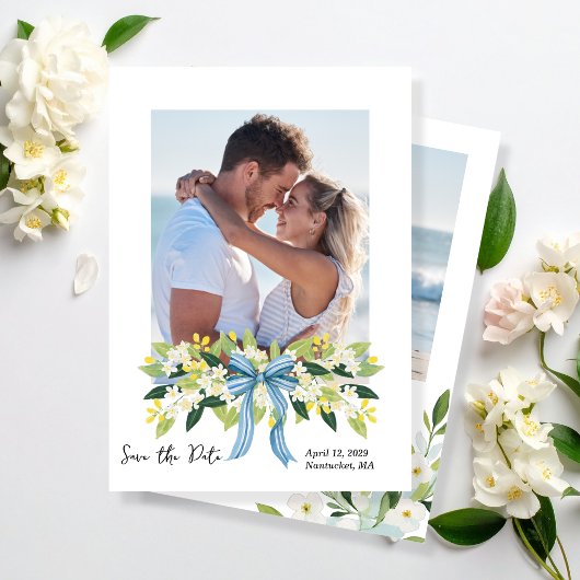 Invitation Fleurs de Nantucket Save the Date Côtière