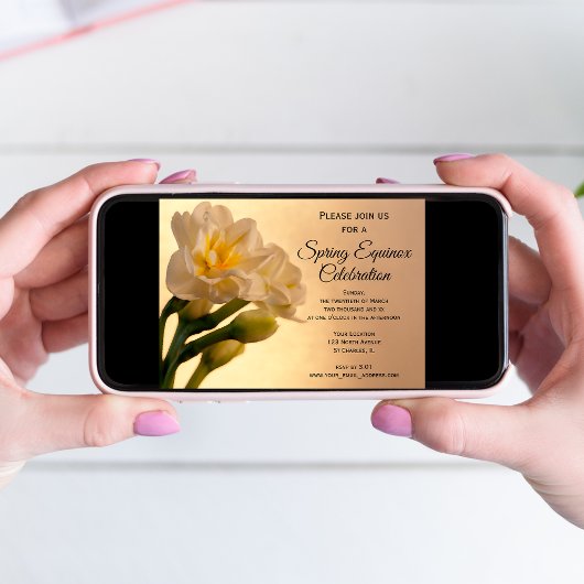 Invitation Fleurs de Narcisse Blanc Célébration de l'Équinoxe