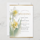 Invitation Fleurs de Narcisses à l'aquarelle pour un mariage  (Devant)