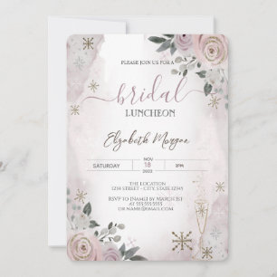 Invitation Fleurs de neige rousses Déjeuner nuptial