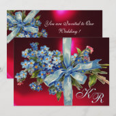 Invitation FLEURS DE NÉMOPHILE MONOGRAMME FÊTE DE MARIAGE ble (Devant / Derrière)