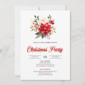 Invitation Fleurs de Noël à l'aquarelle classique imprimables (Devant)
