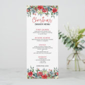 Invitation Fleurs de Noël colorées et feuillage d'hiver (Debout devant)